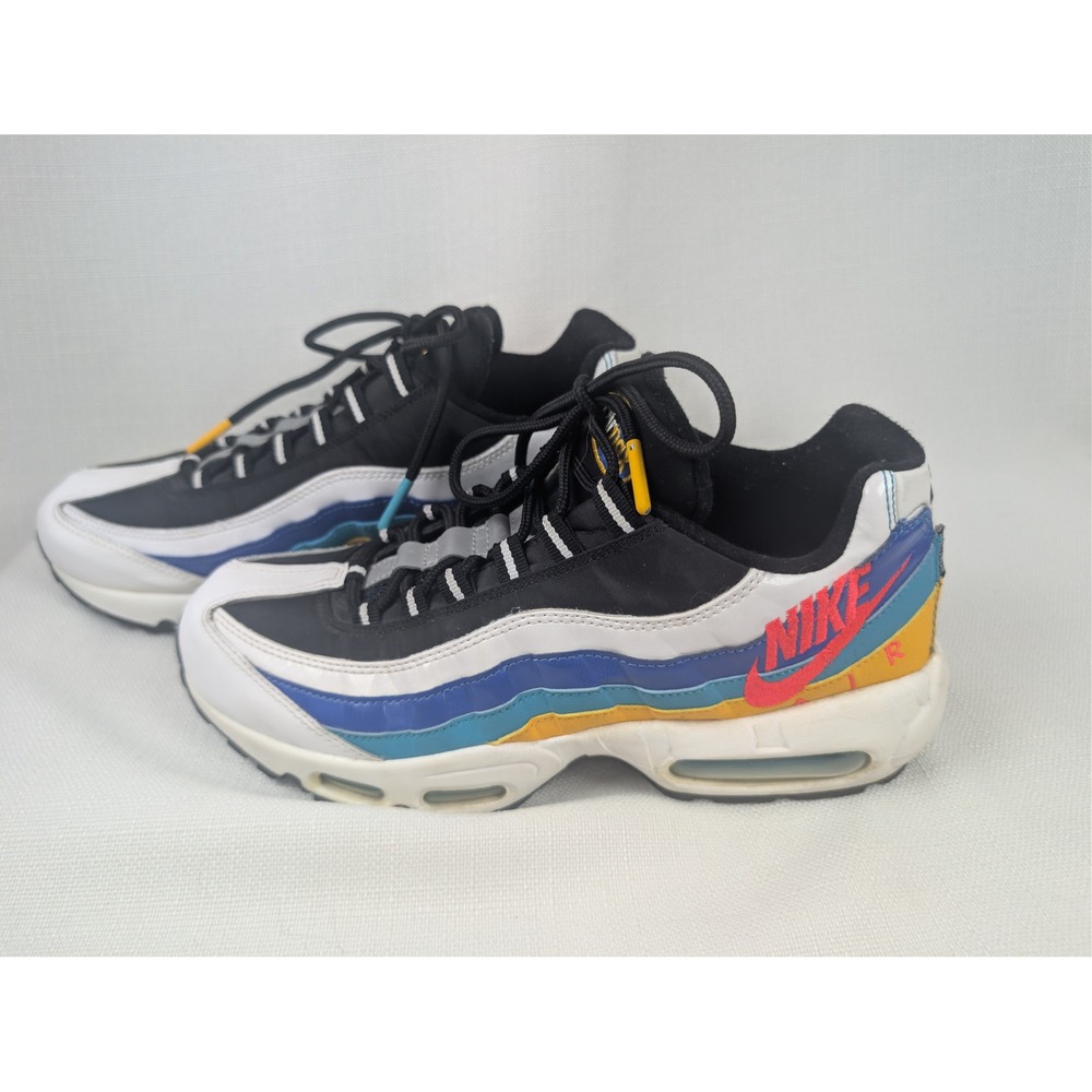 Nike Air Max 95 SE Mens Size 8 Multi Color Blue Yellow AJ2018-123 Retro Sneakers